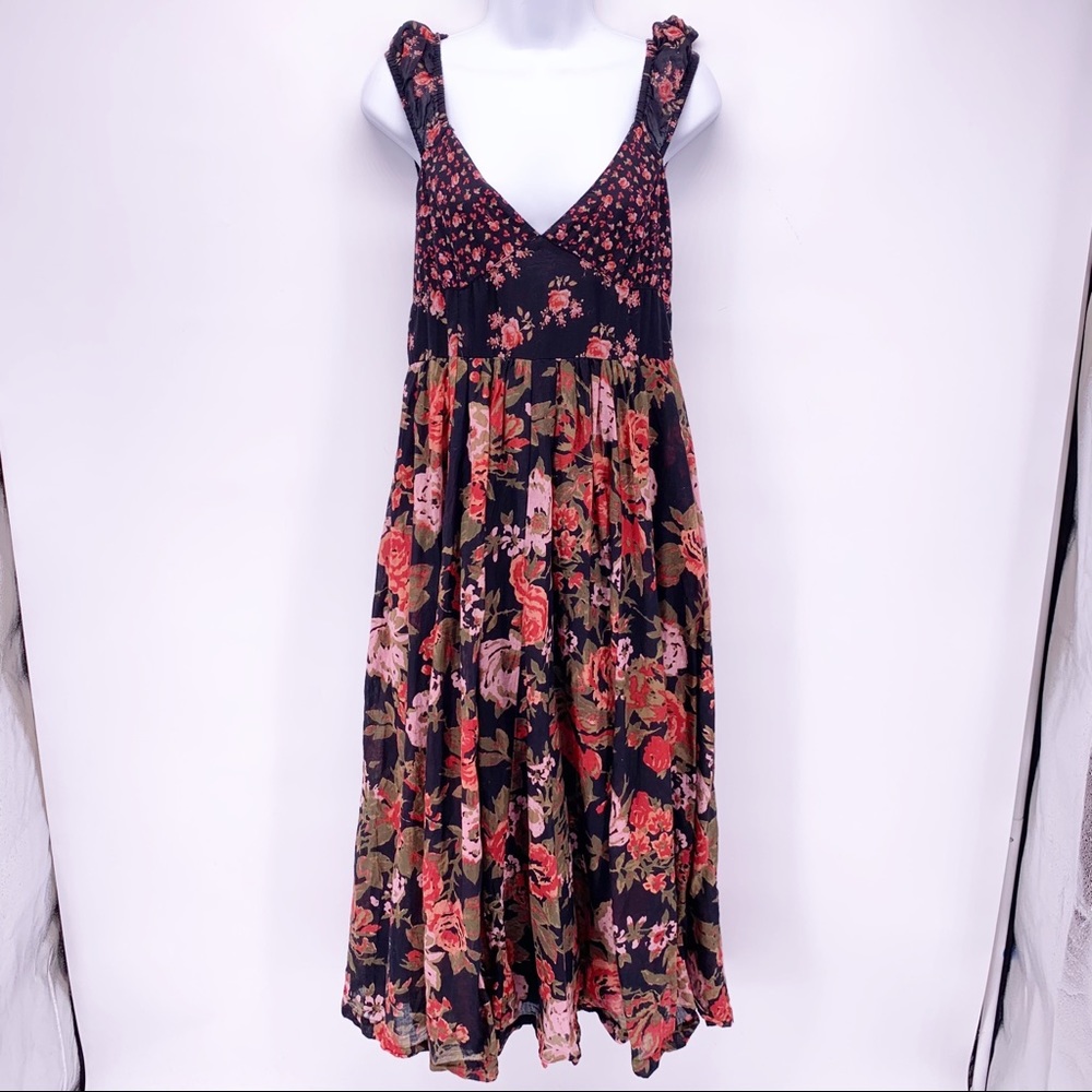 Free People Black Long Floral Dress Size Small